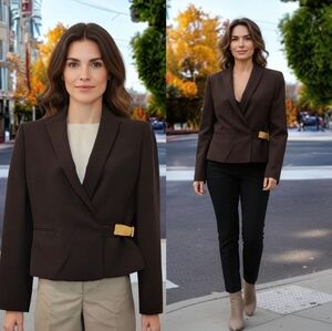 Valentino Vintage Brown Chocolate Elegant Brown Women's Blazer Size 8